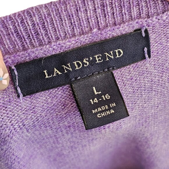 Land's End 100% Cashmere Lavender Short Sleeve Top Sz L - Picture 5 of 7